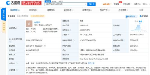 讯飞数码关联公司注册资本增至8000万,增幅约115.38